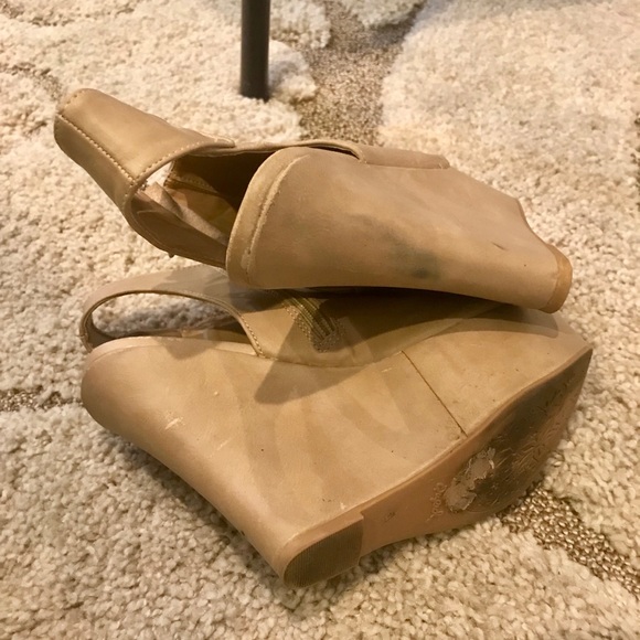 Qupid Peep Toe Slingback Platform Bootie Sz 7 - Picture 4 of 5